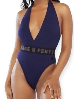 Savage X Fenty Navy Sparkle Lace-Up One-Piece